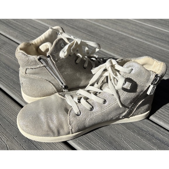 UGG Size 5 Metallic Silver High Top Fashion Sneakers Zip Lace Up Women - Picture 7 of 10